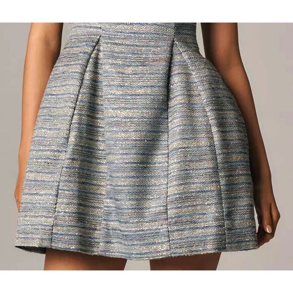 By Anthropologie Sparkle Tweed Fit & Flare Mini Bubble Tank Dress | Sz 4, Blue - Picture 5 of 7